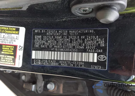 2018 Toyota Camry Se from USA, damaged, VIN 4T1B11HK2JU542353